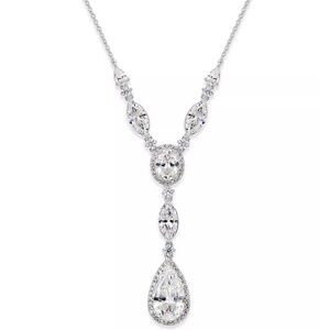 Eliot Danori Silver Tone Crystal Y Neck Necklace and Matching Crystal Earrings